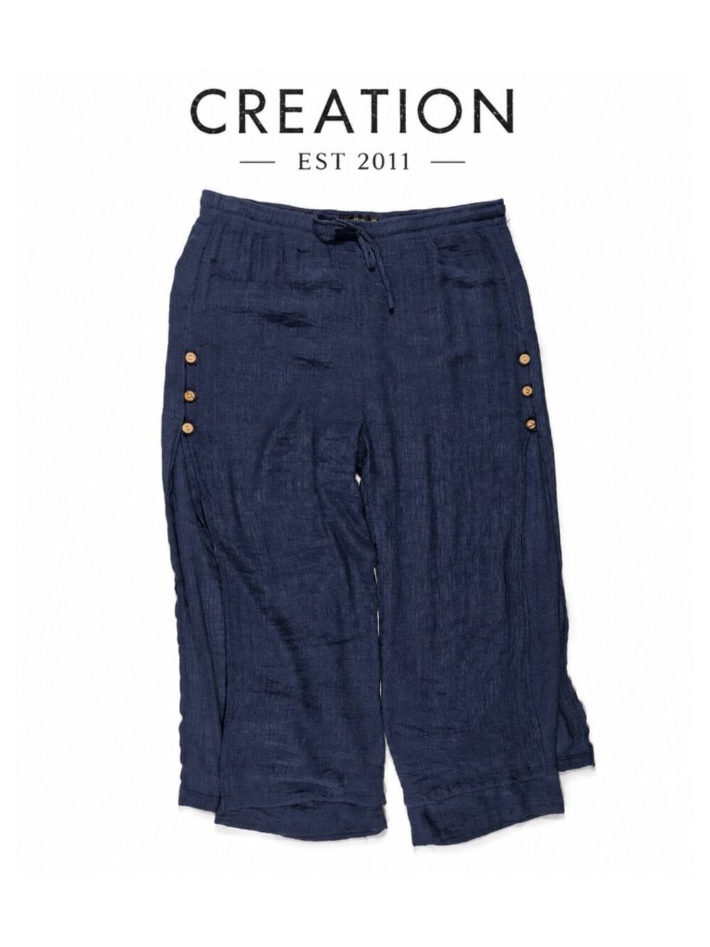 CREATION Pull-On Cropped Pants ~Navy ~ Size XXL